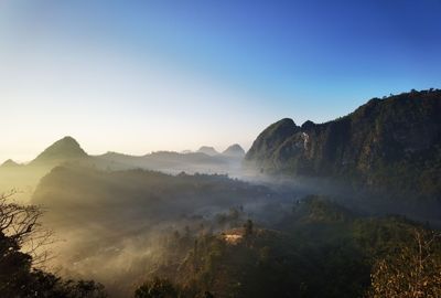 Scenic view of mountains against sky