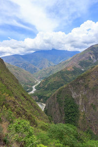 Scenic view of mountains against sky