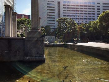 Reflection of buildings in water