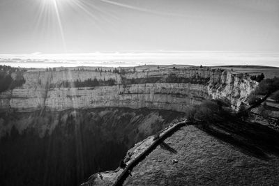 Scenic view of rock formations against sky