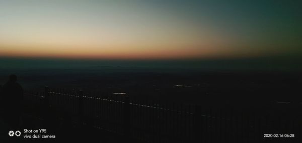 High angle view of bridge at sunset