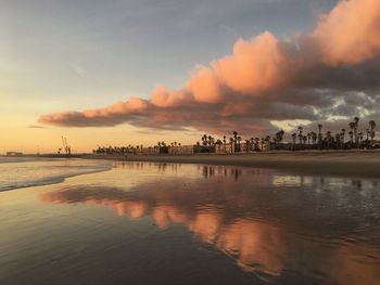 Scenic view of sea against sky at sunset