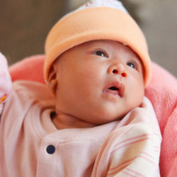 Close up portrait of little cute baby girl