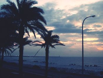 Scenic view of sea at sunset