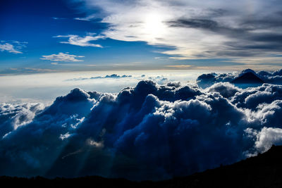 Low angle view of mountain against sky during sunset