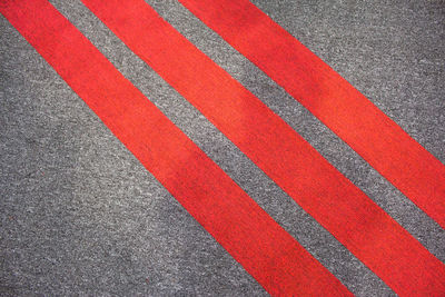 High angle view of zebra crossing on road