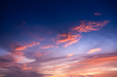 Low angle view of sky at sunset