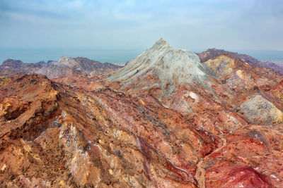 Rock formations on landscape against sky