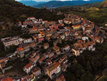 High angle view of townscape against sky