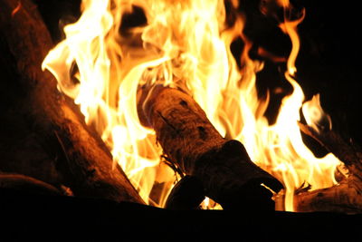 Close-up of fire pit at night