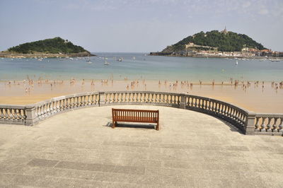 Scenic view of beach against clear sky