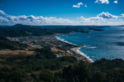 High angle view of seashore in japan