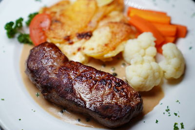 Close-up of food served in plate