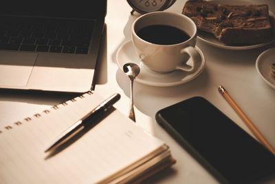 Coffee cup on table