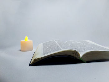 Close-up of open book on table