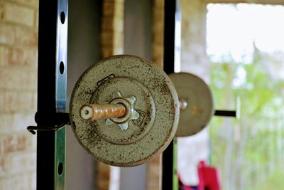 Close-up of weight lifting equipment