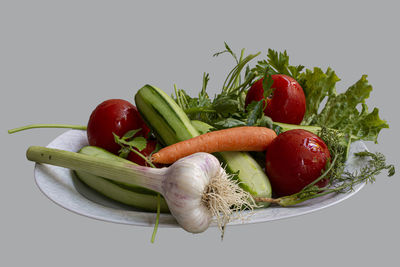 Close-up of fruits against white background