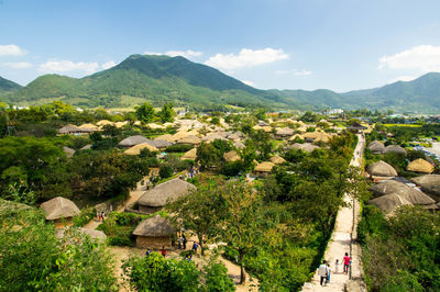 High angle view of town