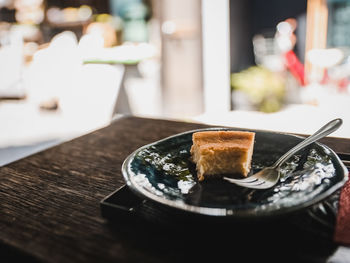 Close-up of food in plate on table