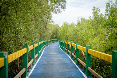 People walking on footbridge