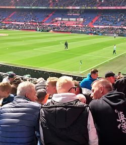 Crowd on soccer field at park