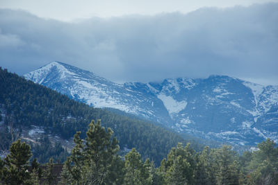 Scenic view of snow mountains against sky