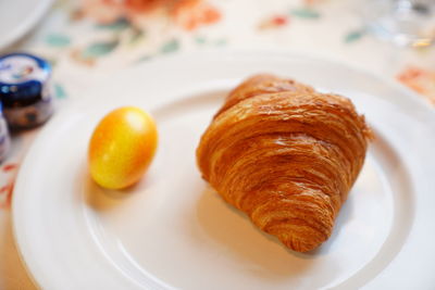 Close-up of breakfast served in plate