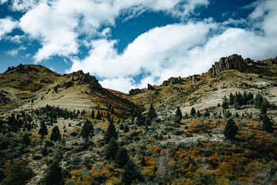 Panoramic view of rocky mountains against sky