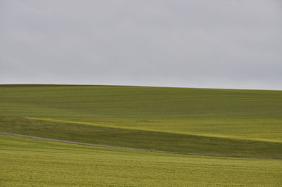 Scenic view of golf course against sky