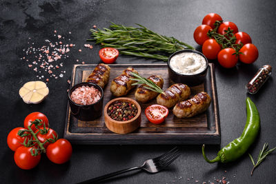 High angle view of ingredients on table