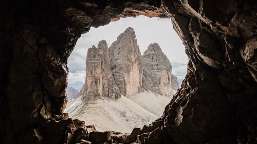 View of rock formations in cave