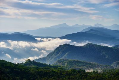 Scenic view of mountains against sky