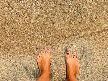 Low section of woman standing on beach