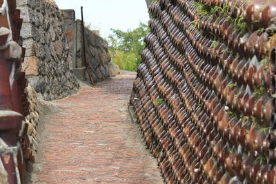 Stack of stone wall of building