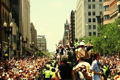 Crowd at music concert in city
