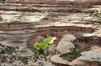 High angle view of rock formations at natural bridges national monument