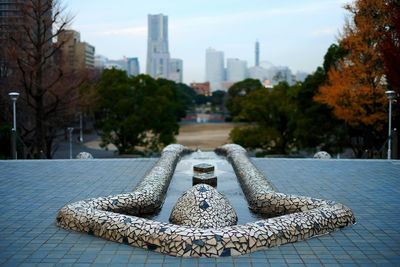 Surface level of fountain at town square