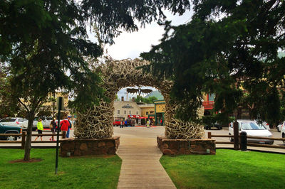 Empty benches in park