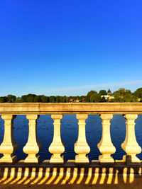 View of swimming pool against clear blue sky