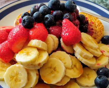 Close-up of fresh fruits in plate