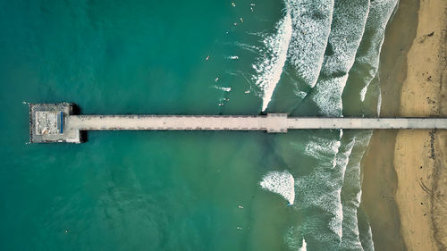 High angle view of swimming pool by sea