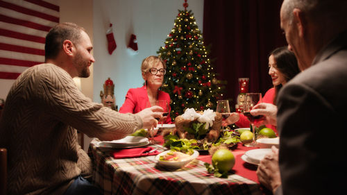 Family enjoying dinner on thanksgiving