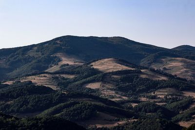 Scenic view of mountains against clear sky