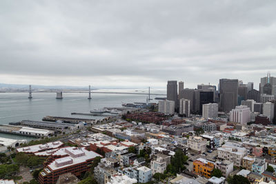 High angle view of buildings in city