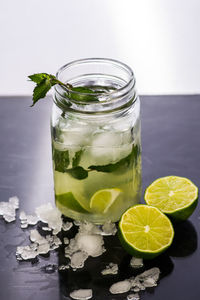 Glass of jar on table