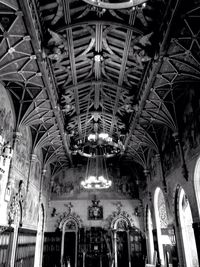 Low angle view of illuminated ceiling