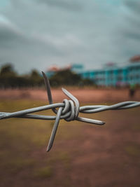 Close-up of barbed wire