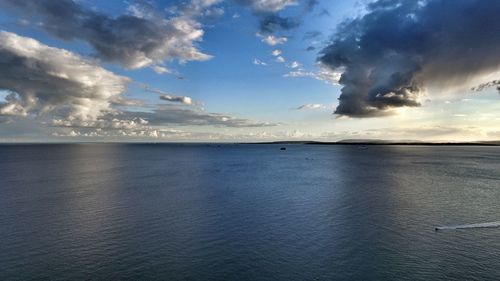 View of calm sea against cloudy sky