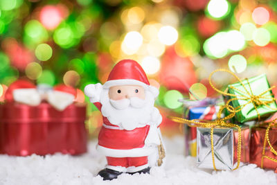 Christmas decorations on snow