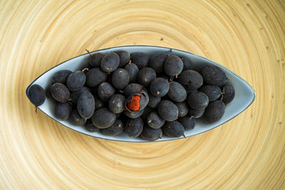 High angle view of breakfast in bowl on table